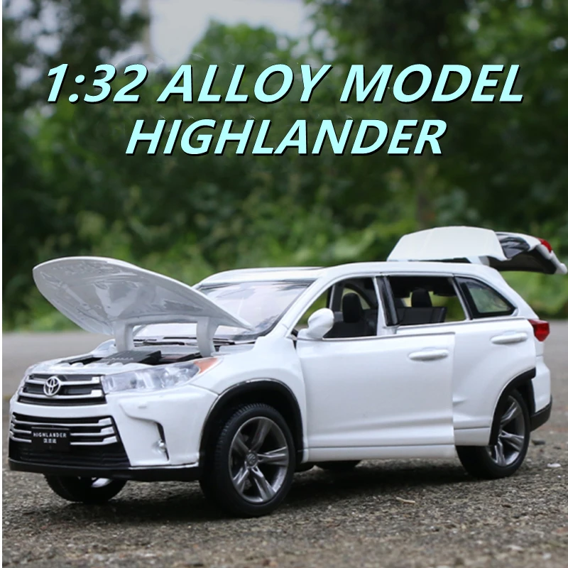 1:32 Toyota Highlander SUV Сплавная Модель Автомобиля, Изготовленная на Заказ, Игрушечные Металлические Внедорожники, Коллекция Моделей Автомобилей, Подарок Для Детей