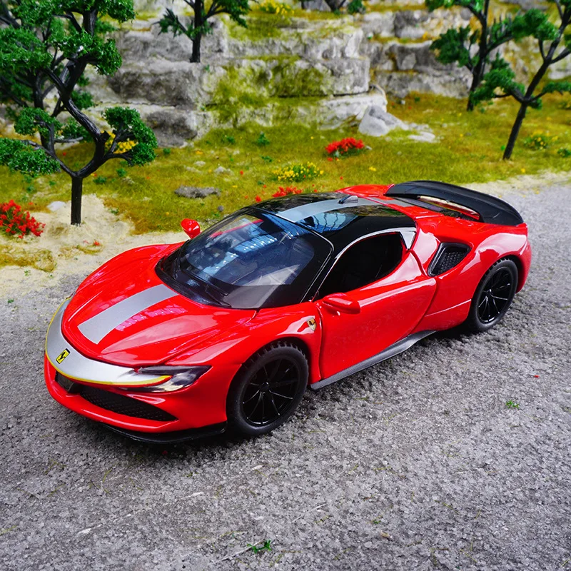 1:32 Спортивный автомобиль Ferrari SF90 Высокой симуляции, Отлитый под давлением автомобиль, модель автомобиля из металлического сплава, коллекция детских игрушек, подарки E105