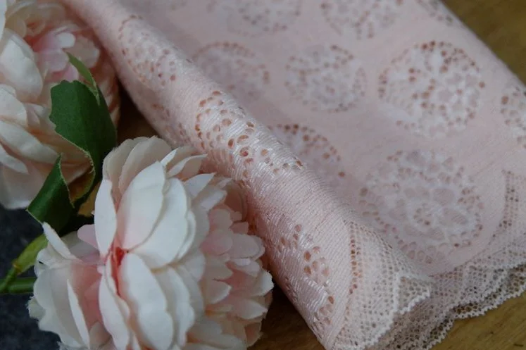 1 Ярд 20 см Эластичная французская сетка для шитья Светло-розовая кружевная ткань для одежды своими руками Аксессуары для повязки на голову Нейлоновая эластичная кружевная отделка