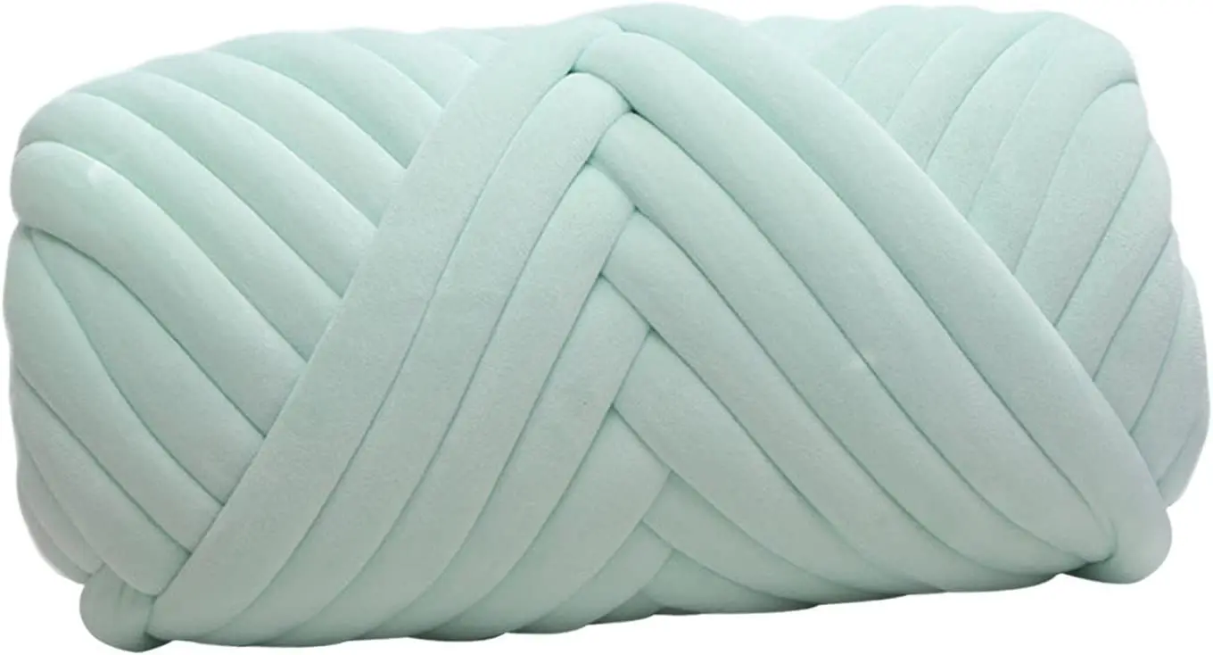 1 кг бархатной толстой пряжи для ручного вязания, удобный коврик для изготовления гигантской трубчатой пряжи для плетения, светло-зеленый