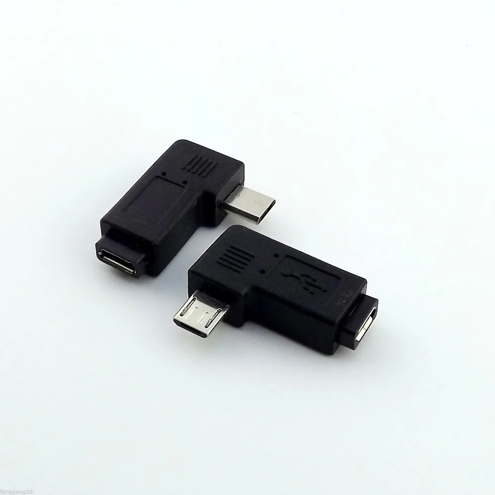 10шт Micro 5-контактный разъем USB для подключения от мужчины к женщине, адаптер USB 2.0 с левым углом наклона