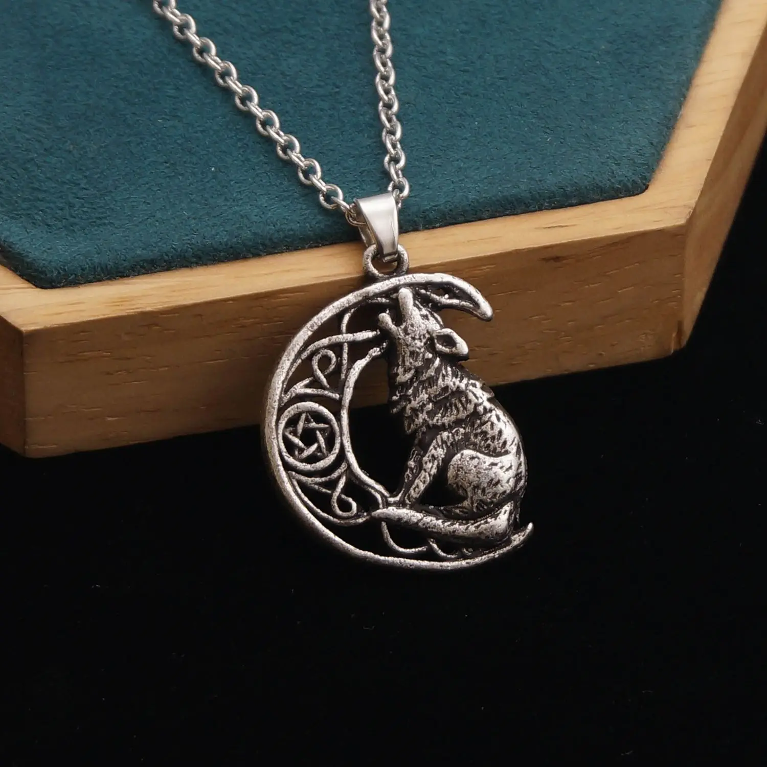 10шт Винтажный Викинг Луна Кельтский Волк Кулон Ожерелье Мужское ожерелье Подарок