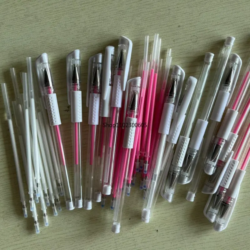 10шт Розово-белая ручка для бровей, ручка для кожи, водонепроницаемый гелевый маркер для татуажа бровей и губ, ручка для микроблейдинга, инструмент для записи бровей и губ PMU