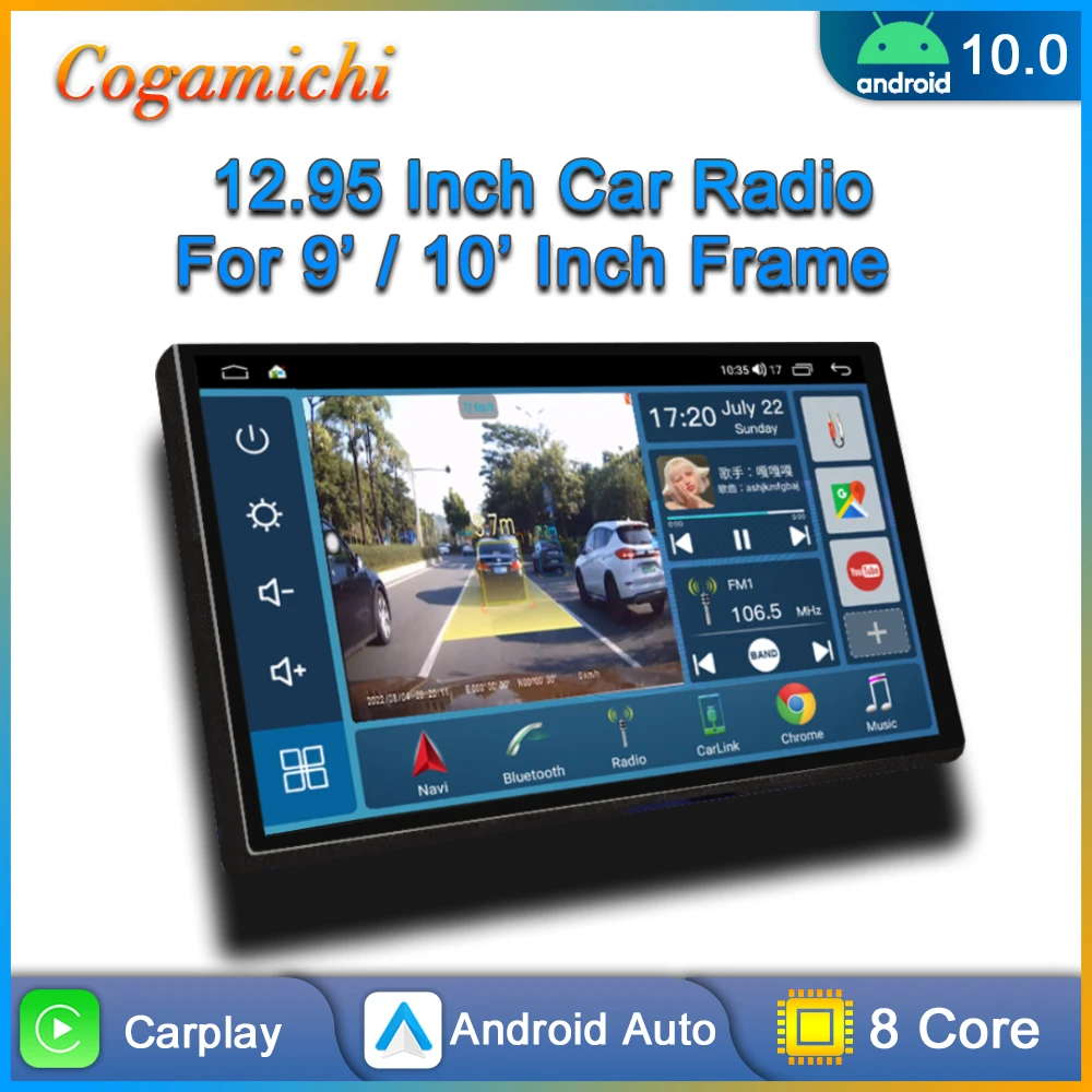 12-Дюймовый Универсальный автомобильный радиоприемник Android 2din, Мультимедийный видеоплеер, навигация с сенсорным экраном, GPS Carplay, Автостерео 9-10 Дюймов