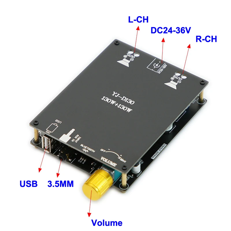 130 Вт + 130 Вт TPA3250 Bluetooth Усилитель высокой мощности 2,0-канальный Hi-Fi стерео аудио класса D USB AUX Цифровой усилитель