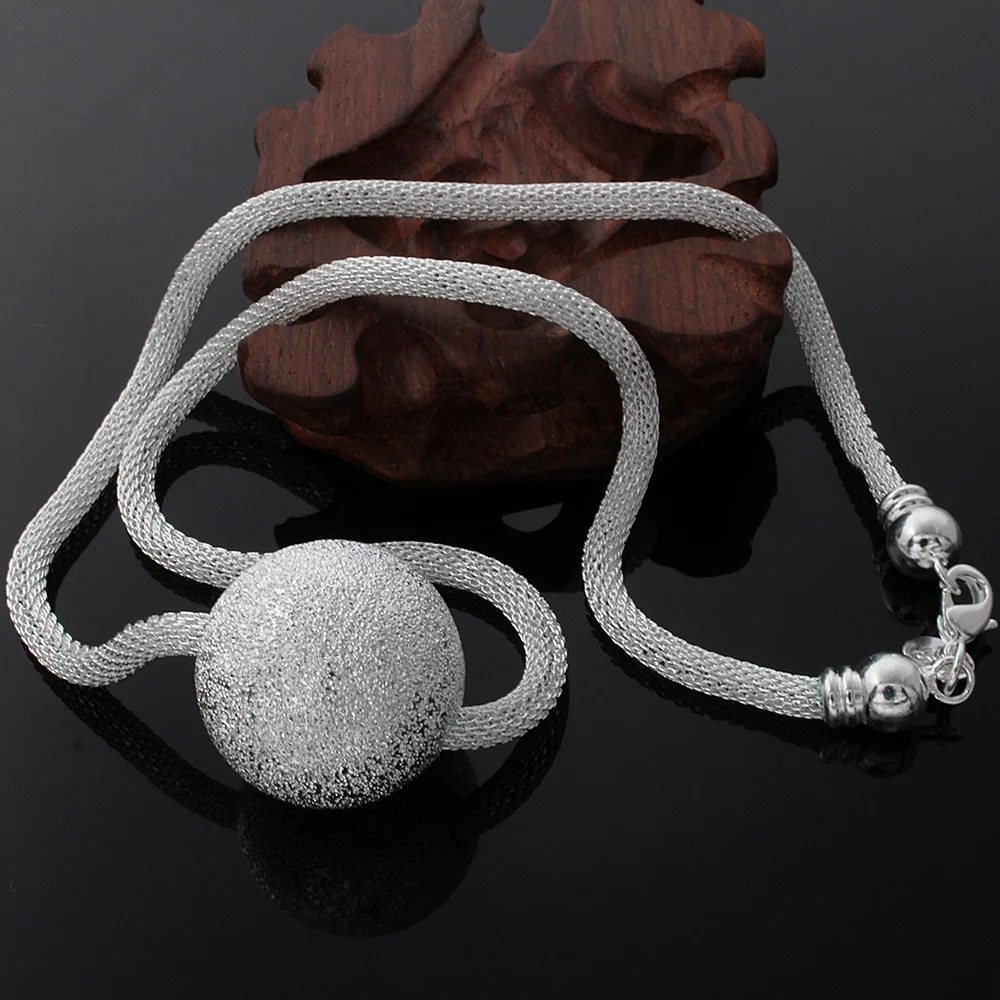 18-дюймовое женское ожерелье из серебра 925 пробы, Большое ожерелье из сетки Маракас, Гламурный подарок для вечеринки с модными ювелирными изделиями