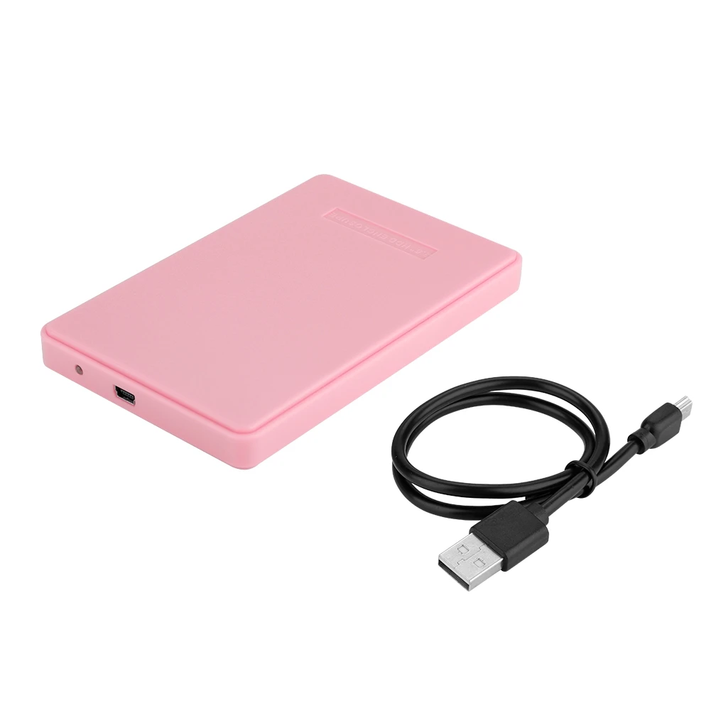 2,5-дюймовый SSD-накопитель SATA Внешний корпус USB 2.0 чехол для жесткого диска (розовый)