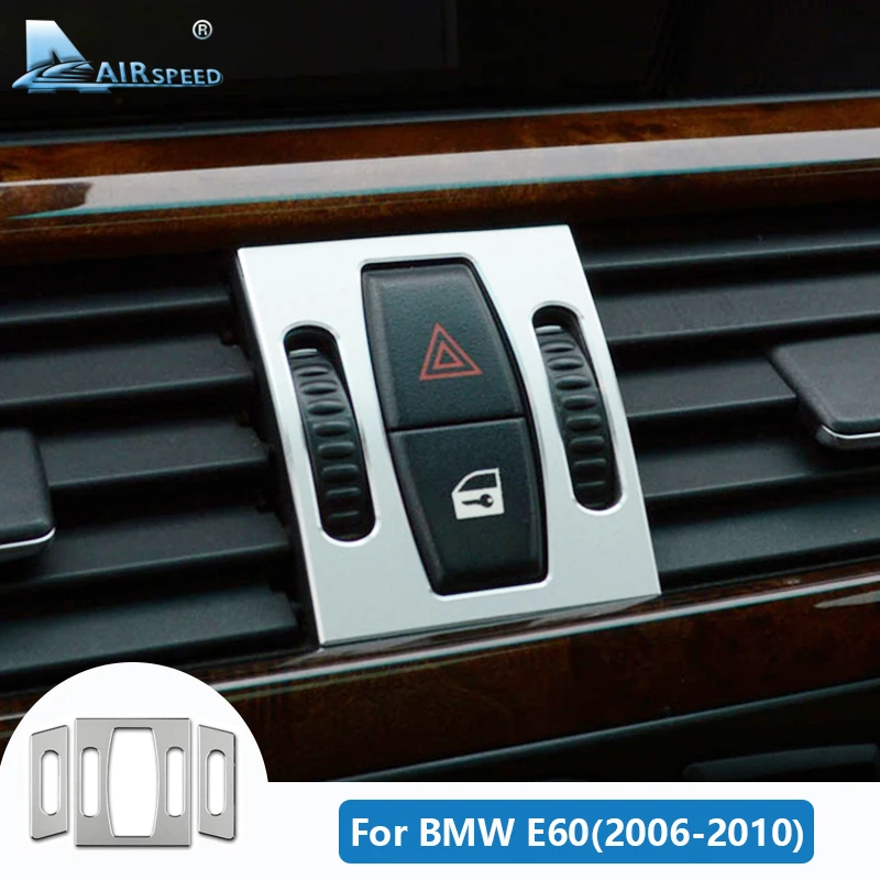 3 шт. для BMW 5 Серии E60 2006-2010 Аксессуары Внутренняя Отделка Автомобиля Центральное Управление Розетка Кондиционера Рамка Алюминиевая Наклейка