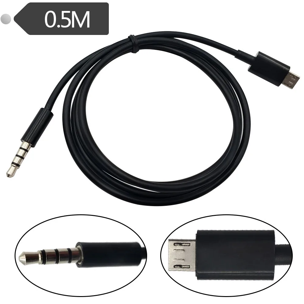 50-сантиметровый автомобильный аудиоинтерфейс мобильного телефона AUX USB micro к кабелю постоянного тока 3,5 мм