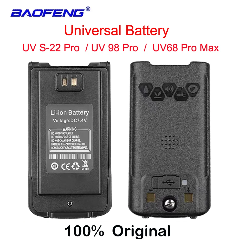 Baofeng Original UV-S22 PRO Аккумуляторная Батарея Type-C Для Зарядки Портативной Рации CB Radio UV S22 Pro UV98 Pro UV-68 PRO MAX