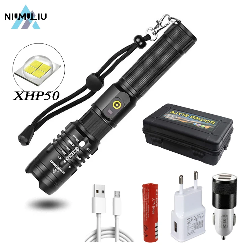 C2 XHP50 Светодиодный фонарик Супер Яркий Тактический фонарик USB Перезаряжаемый Масштабируемый 5 Режимов Фонарик Водонепроницаемый Рабочий свет