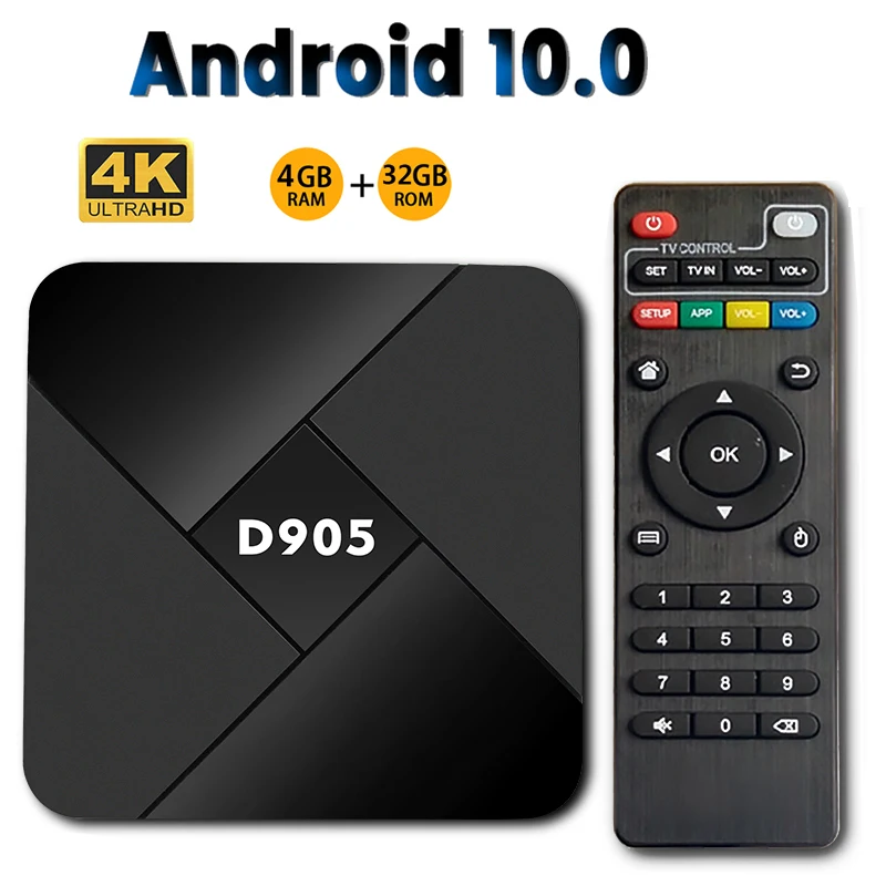 D905 Smart TV Box Amlogic S905X Android TV BOX телеприставка медиаплеер 4 ГБ 32 ГБ Wifi 2,4 G 4K телеприставка