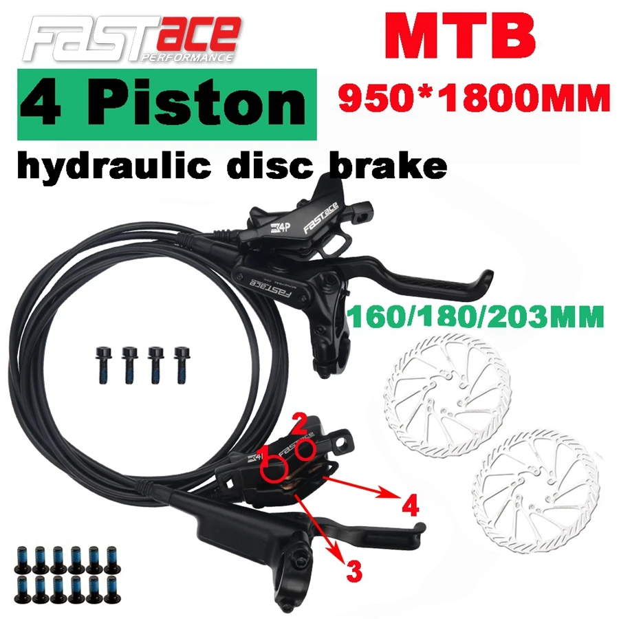 Fastace 4-Поршневые MTB Велосипедные Дисковые Тормоза 950x1800 мм для XTR BR M9120/Saint/TRP 4-Поршневой Передний Задний Тормоз Горного Велосипеда
