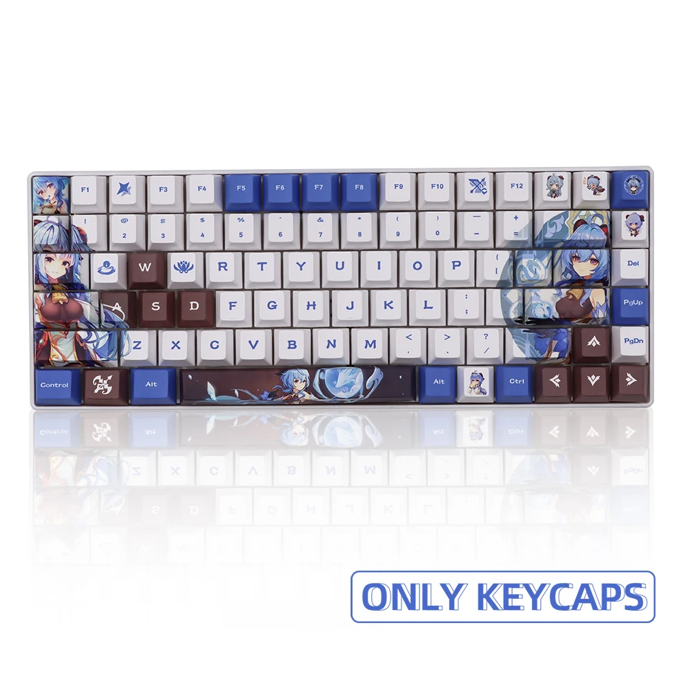 Genshin Impact Beauty Yae Miko Keycaps, Украшение клавиатуры, Аксессуары из аниме, вишневый профиль, Игровая клавиатура для косплея, синий 138 клавиш