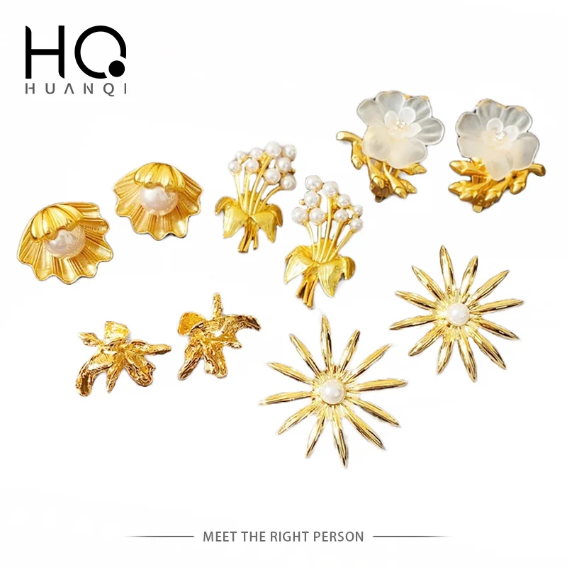 HUANQI 2023 Новые Винтажные Серьги-кольца с имитацией жемчуга золотого цвета с имитацией жемчуга для женщин, роскошные Универсальные ювелирные подарки для вечеринок
