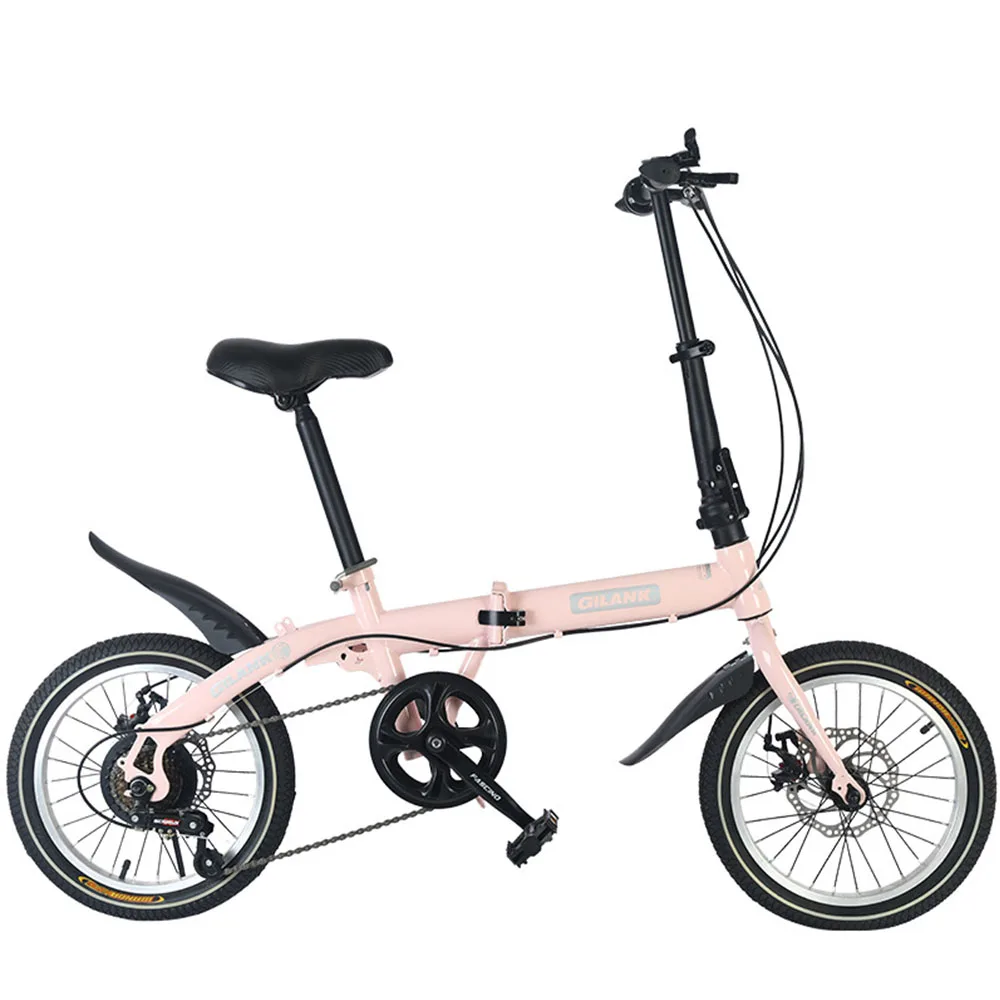 Jelanck 16-дюймовый складной велосипед с 7-ступенчатым дисковым тормозом, мини-велосипед для взрослых студентов, обычный велосипед с расширенными педалями