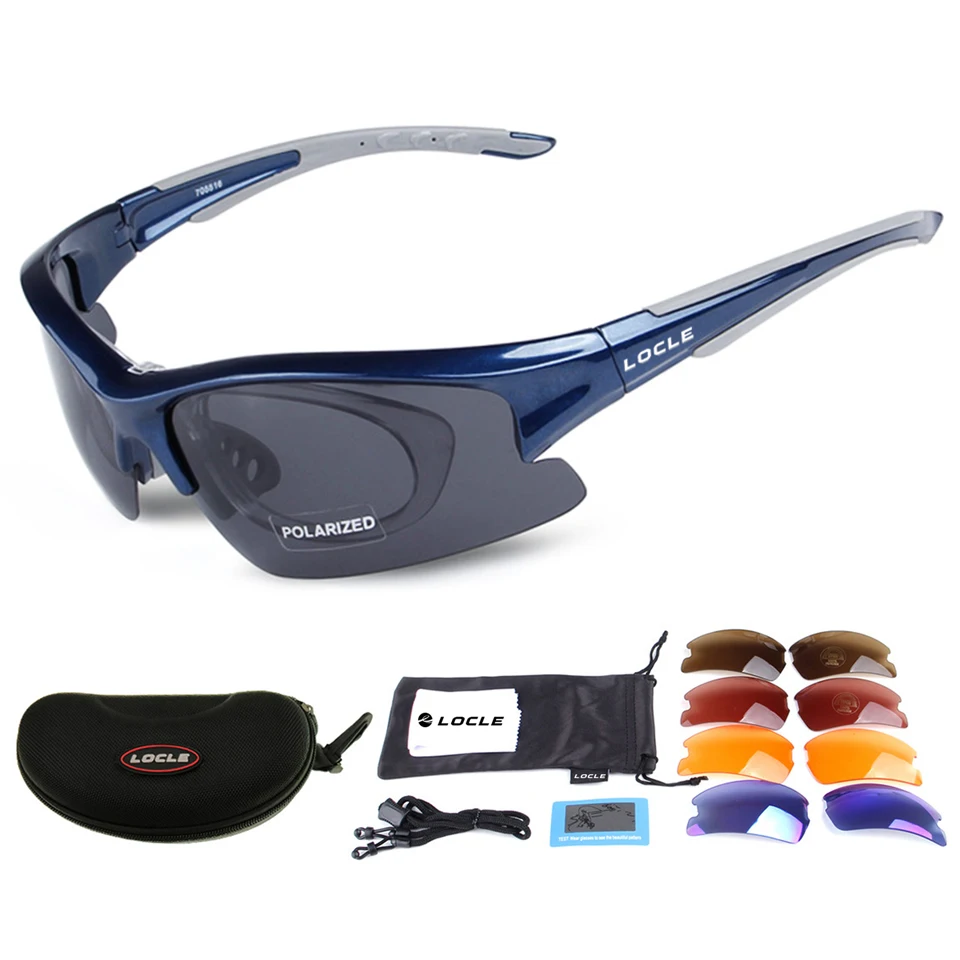 LOCLE Поляризованные Велосипедные солнцезащитные очки Спорт на открытом воздухе Велосипедные очки Велосипедные очки Очки Sunglassese UV400 5 Линз