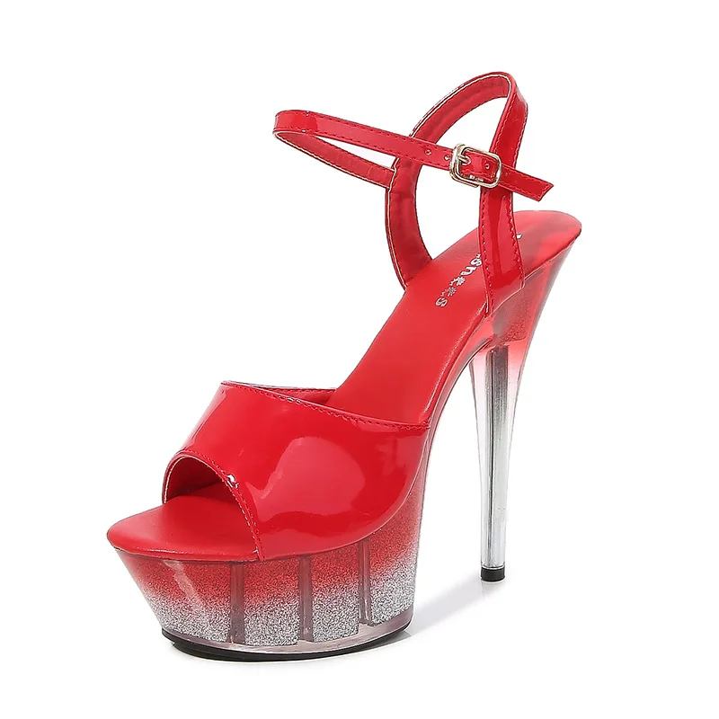 Mclubgirl 2021 Весенние женские сексуальные Модные босоножки на платформе с рыбьим носком и прозрачном каблуке Босоножки на тонком каблуке Crystal Charm Elegant LFD