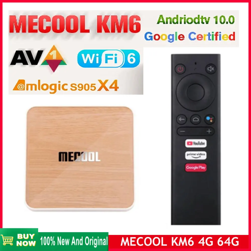 Mecool KM6 Deluxe Edition Amlogic S905X4 4 ГБ 64 ГБ Сертифицированный Google TV Box Android 10 Wifi 6 AV1 Медиаплеер 1000M Телеприставка