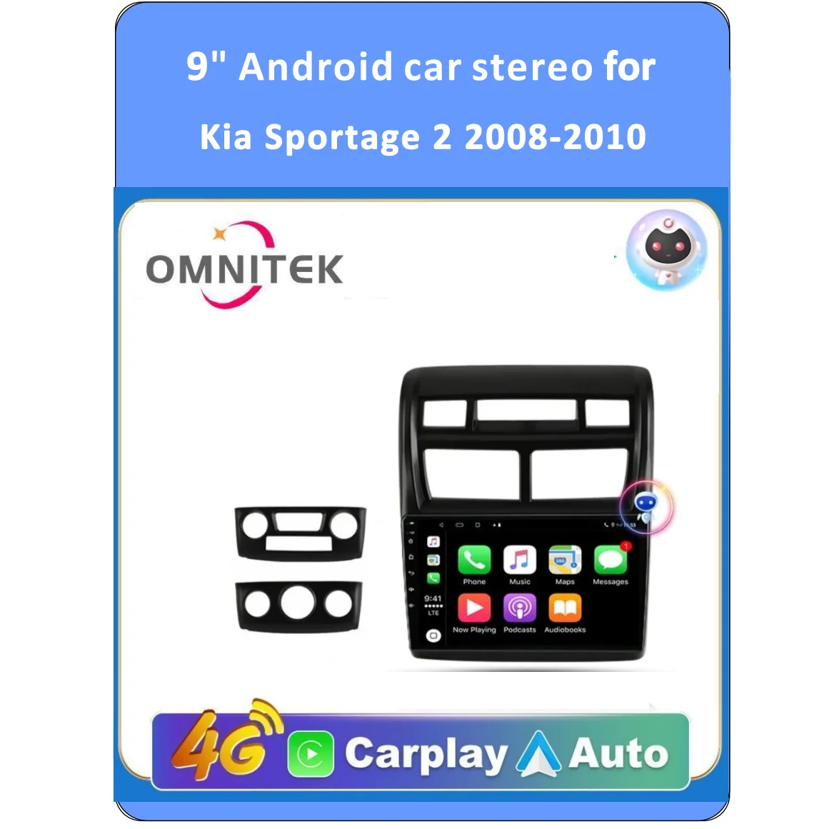 Omnitek Android 11,0 Автомагнитола для Kia Sportage 2 2008-2010 Мультимедийный Видеоплеер 2Din 4G GPS Навигация Carplay DVD Head Uni