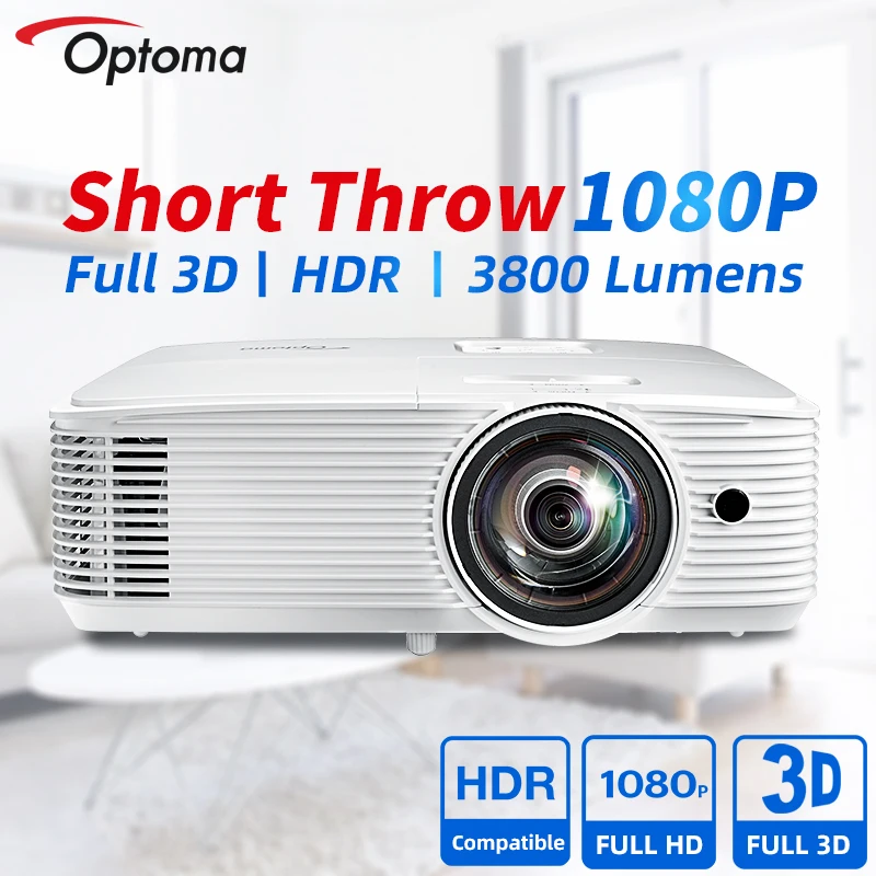 Optoma Projector GT1080H Короткофокусный Проектор 3D HDR Видеопроектор Для Офиса Домашнего Кинотеатра 1080P FULL HD Cinema 4K Совместимый