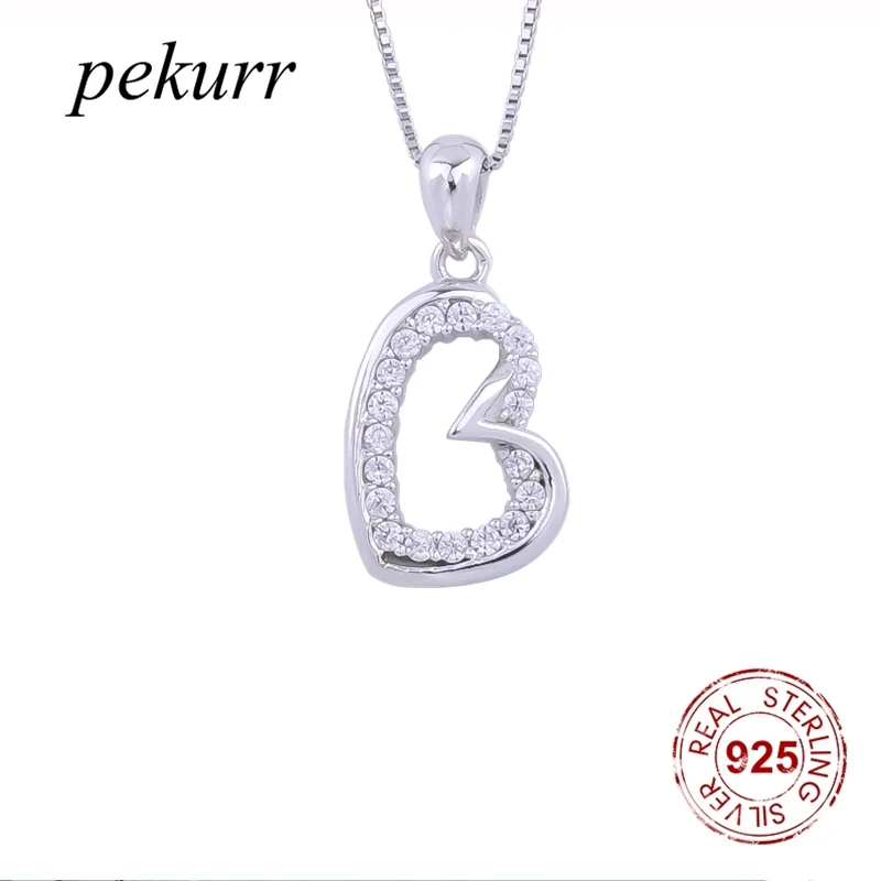 Pekurr, Серебро 925 Пробы, CZ, Ожерелье с двойным сердечком, Колье с буквенными подвесками, Вечерние Модные ювелирные Аксессуары