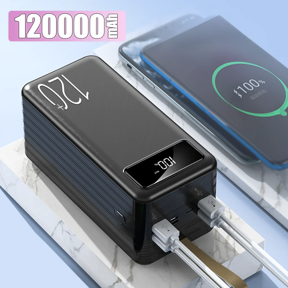 Power Bank 120000 мАч, портативный PD, быстрая зарядка, портативное зарядное устройство, внешний аккумулятор Powerbank для iPhone 14 13 12 Pro Xiaomi