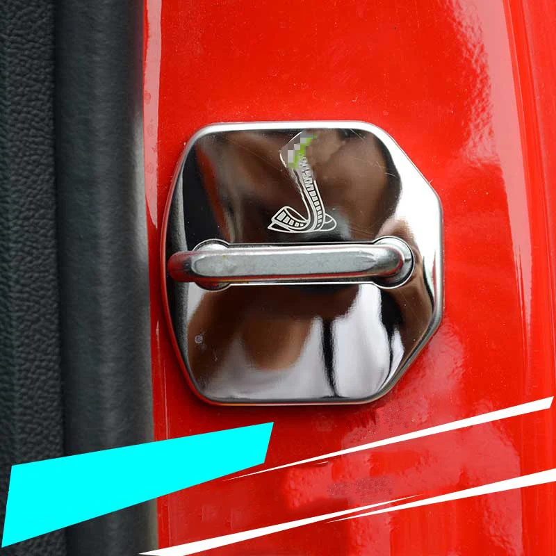 QHCP Крышка Дверного Замка Автомобиля Защитные Чехлы Дверного Замка Из Нержавеющей Стали Декоративная Наклейка Подходит Для Ford Mustang 2015-2022 Аксессуар
