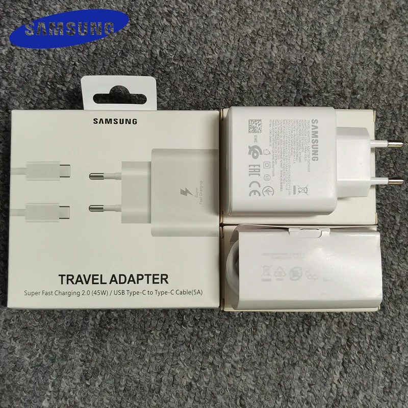SAMSUNG 45 Вт USB-C Супер Адаптивное Зарядное Устройство для быстрой зарядки EP-TA845 Для Galaxy s23 s22 s21 s20 note 20 Ultra 10 Plus z flip fold 5 4 3