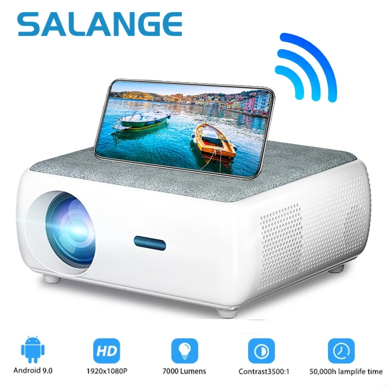 Salange P88 Цифровой Проектор Full HD 1080P 4K Домашний Кинотеатр WiFi BT 4,0 7000 Люмен Android 9,0 Видеопроектор Для Смартфона
