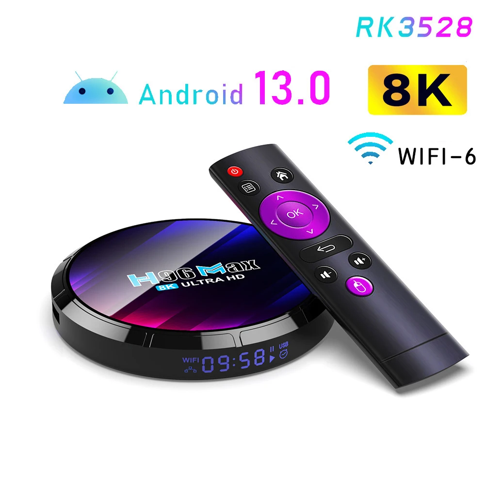 Smart TV BOX Android 13 H96 MAX RK3528 2,4 G 5G Двойной Wifi6 4 ГБ 64 ГБ 32 ГБ BT5.0 Телеприставка 3D 8K 4K Медиаплеер USB 3,0 TVBOX