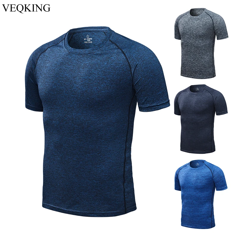 VEQKING Large Szie L-4XL, быстросохнущие мужские футболки для бега, спортивные футболки с коротким рукавом, дышащие футболки для фитнеса, футболки для спортзала