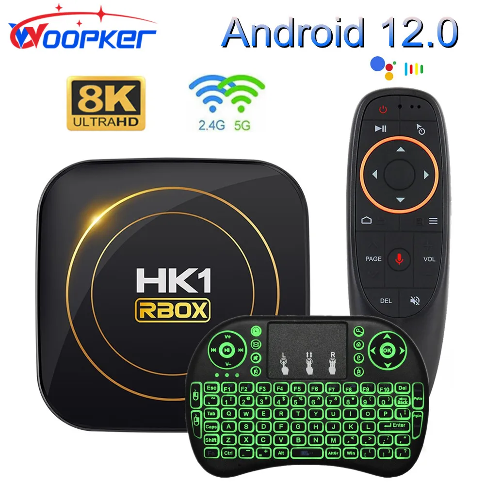Woopker 8K TV Box Android 12 HK1 RBOX H8S Allwinner H618 Поддержка 2,4 G 5G Двойной Wifi HDR10 медиаплеер 4 ГБ 64 ГБ Быстрый Smart tvbox