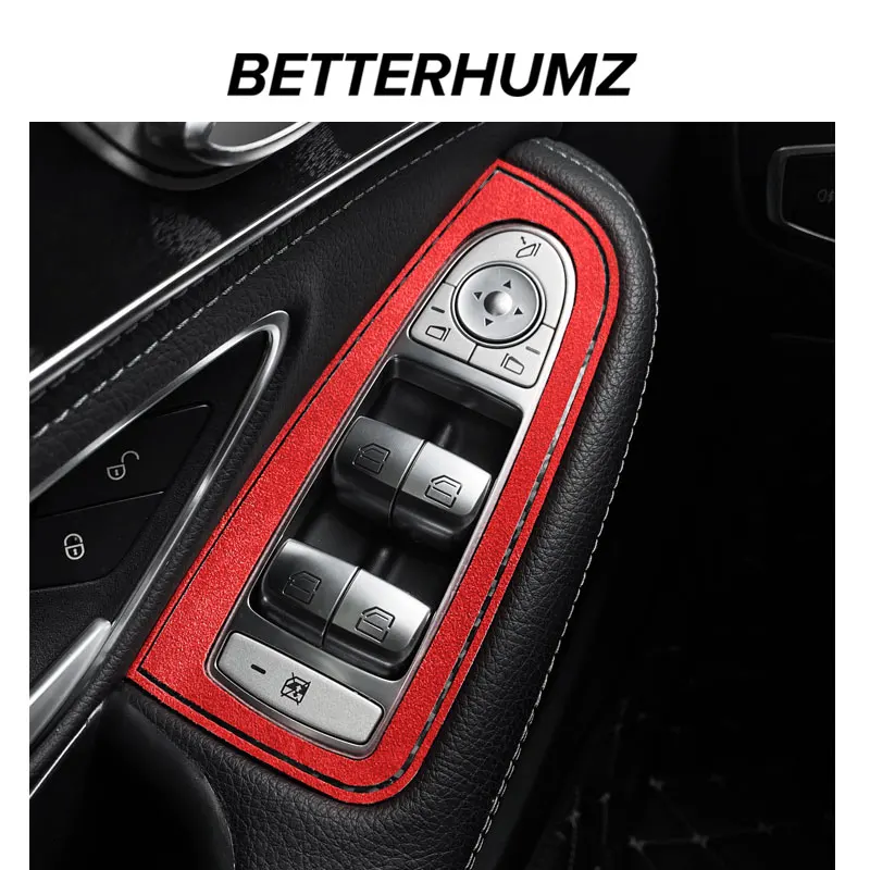 Алькантара Для Mercedes Benz W205 W21W W213 C E GLC Класса Carbon Fiber Car Window Control Switch Panel Отделка Наклейки Аксессуары