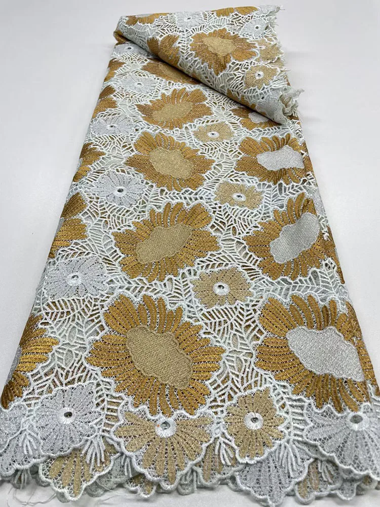 Африканская гипюровая кружевная ткань 2023 Новое Швейцарское вуалевое кружево, высококачественная Французская шнуровая вышивка, Нигерийская кружевная ткань для вечернего платья