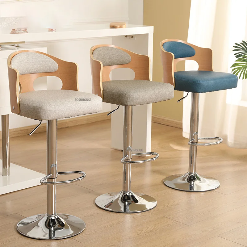 Барный стул Стул для кухни Современные простые барные стулья из массива дерева, Подъемное Вращающееся кресло, мебель для дома, барный стул со спинкой и высокой ножкой