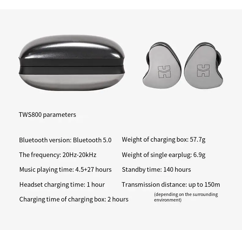 Беспроводная Bluetooth-гарнитура Hifiman TWS800 true с бинауральным невидимым шумоподавлением beans