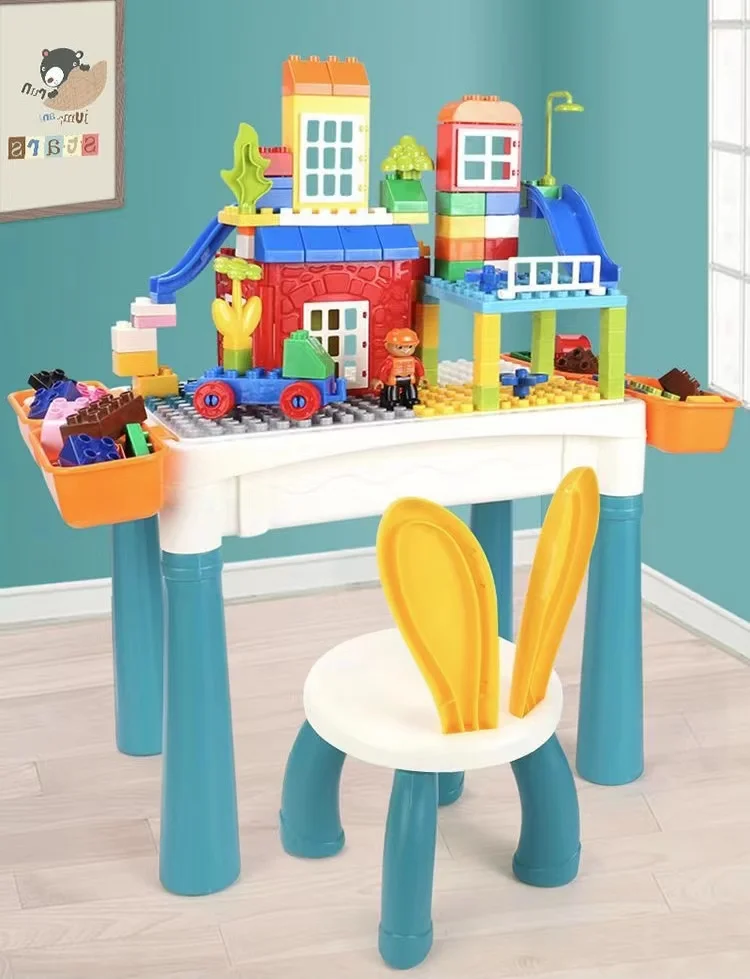 Большой размер Детей из многофункциональных совместимых кирпичей, строительный блок, стол, собранная головоломка, от 3 до 6 лет, подарочные игрушки для мальчиков, малыш