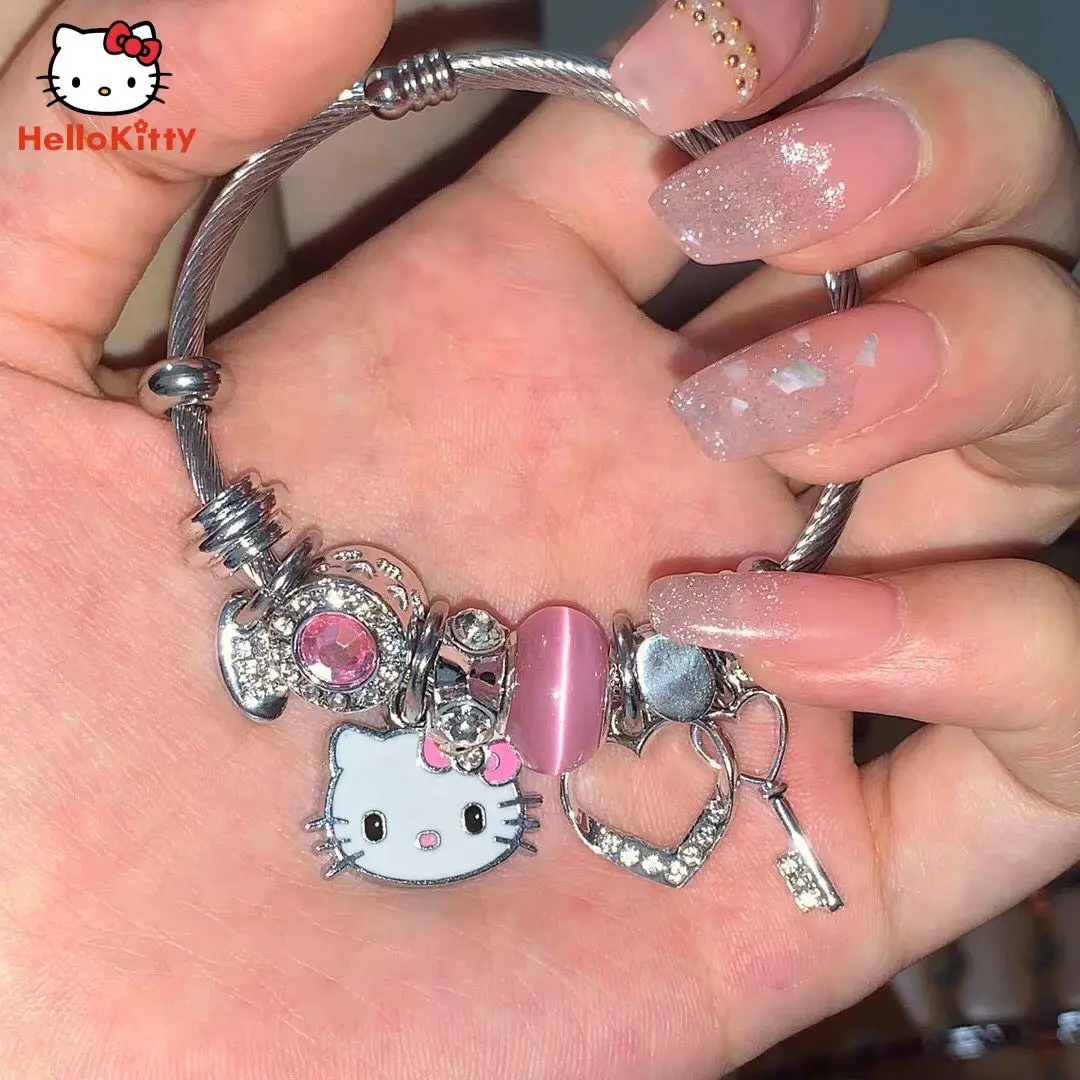Браслет Hello Kitty, студенческий мультяшный браслет из бисера, Милая Пара, Ювелирные Аксессуары для девочек, Студенческий Повседневный Подарок на День рождения