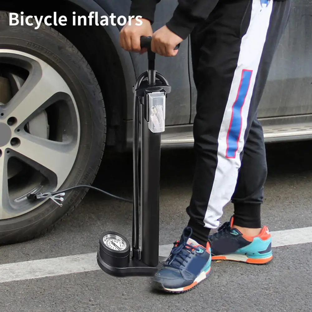 Велосипедный надувной насос с очень широким алюминиевым бочонком, противоскользящим основанием, резиновым шлангом высокой твердости с манометром давления воздуха, Велосипедный надувной насос