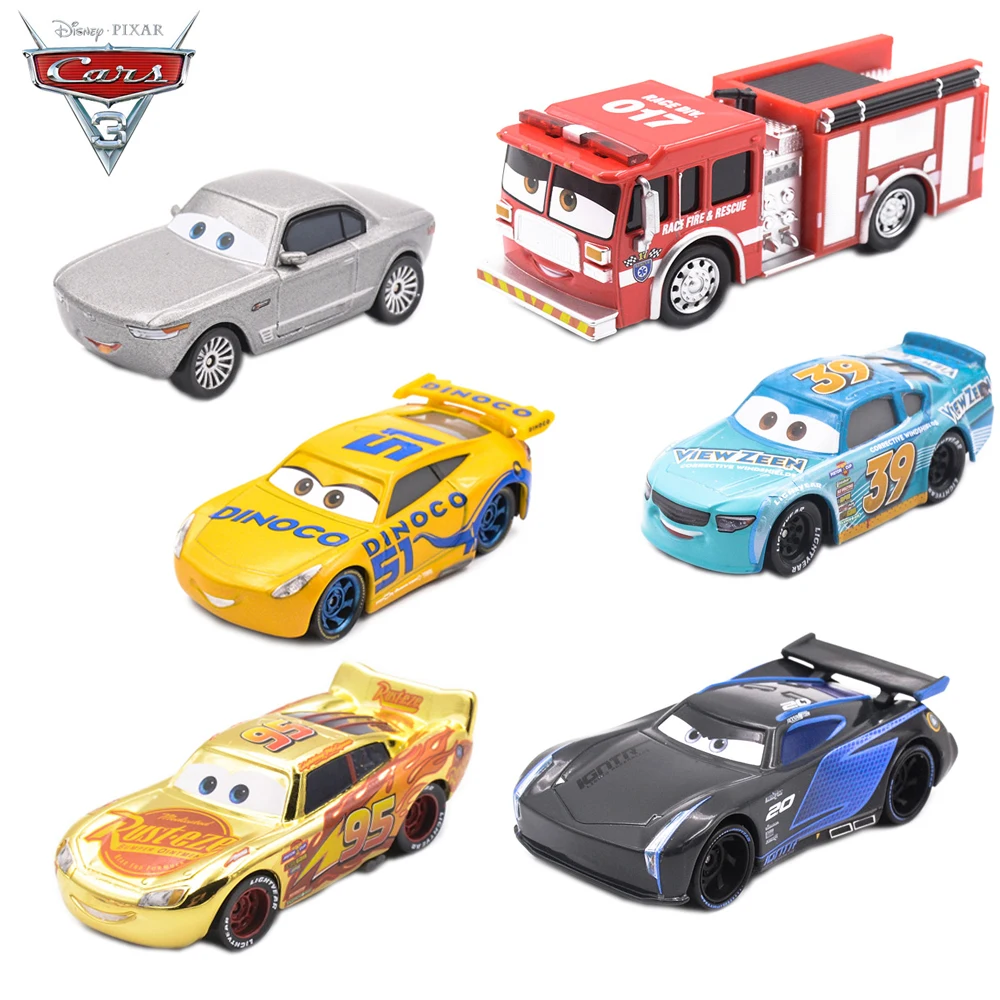 Все серии Disney Pixar Cars 3 Металлическая игрушечная машинка Молния МаКкуин Черный Шторм Джексон Модель пожарной машины Школьный автобус Автомобиль Игрушка в подарок мальчику