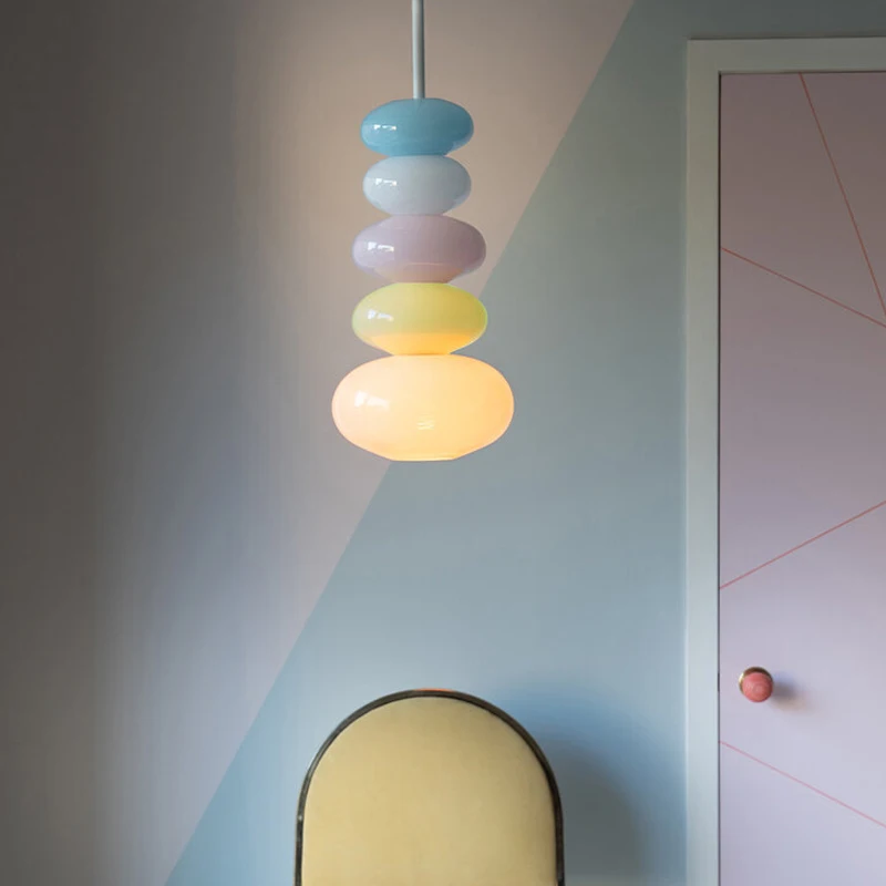 Декор комнаты, светодиодная художественная люстра, подвесной светильник, стекло Makaron candy gourd, Скандинавский бар, детская прикроватная столовая