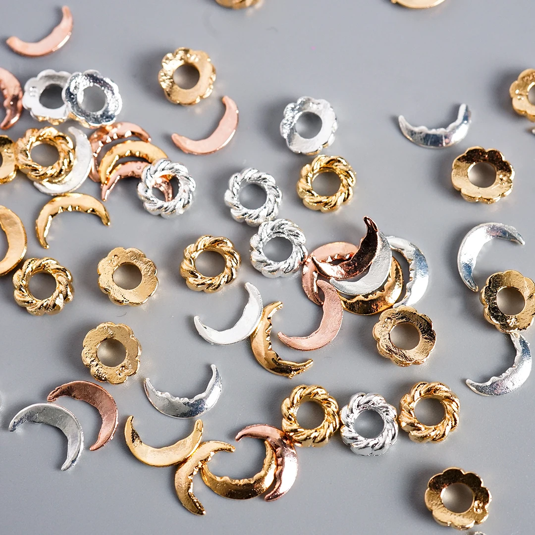 Детали для ногтей из розового золота и серебра, украшение для ногтей из Лунного сплава, 3D Подвески, надеваемые на ногти своими руками, Японский ювелирный Аксессуар 2302-19