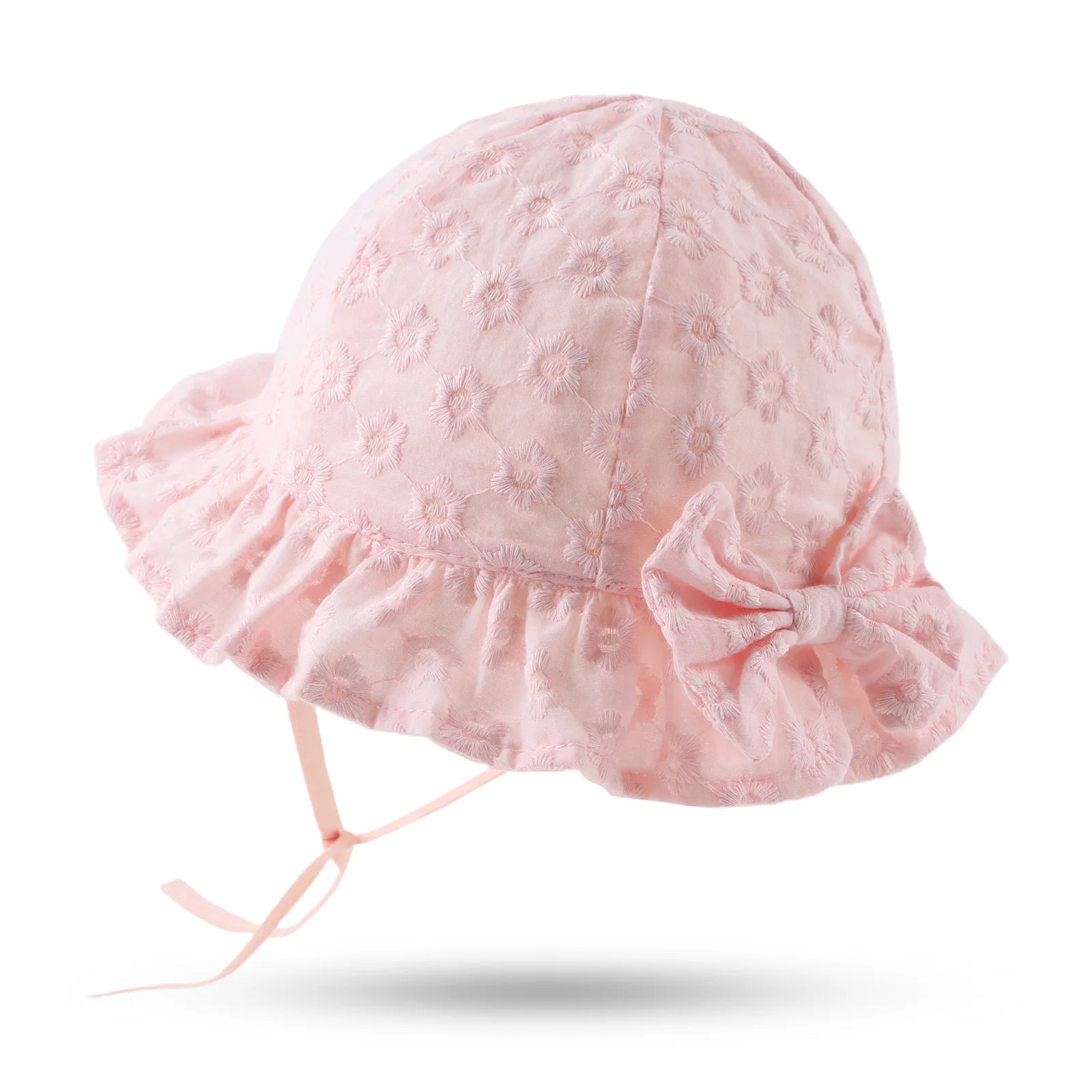 Детские Летние шляпы, панама для новорожденных девочек, кружевная кепка-ведро для малышей, хлопковая Летняя Детская Пляжная кепка от солнца с бантом