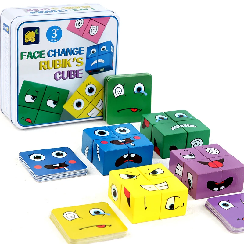 Детские пазлы Bebe, деревянные Выразительные блоки, Обучающие игры Монтессори, меняющие лицо, соответствующие мышлению Логические игры, Геометрические головоломки