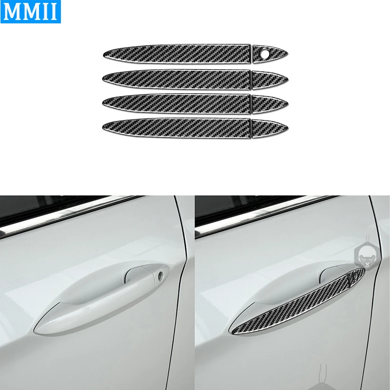 Для Honda Accord 2014-2017 Отделка крышки дверной ручки автомобиля из настоящего углеродного волокна, аксессуары для защиты от внешнего натяжения, наклейки
