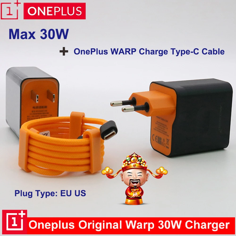 Для Oneplus 8 Зарядное Устройство 30 Вт Warp Charger Dash Charge Oneplus 7T Pro 7 6T 6 5T 5 3T 3 Быстрая Зарядка смартфона с Кабелем USB типа