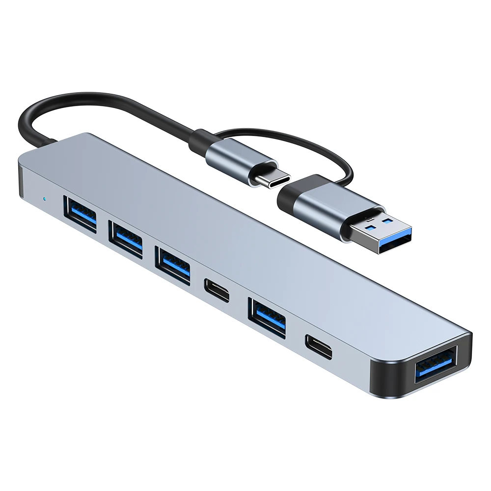 Док-станция 7-в-1 Type C к концентратору USB3.0 USB-разветвитель, совместимый с ноутбуком MacBook Pro/ Air Surface Pro, флэш-накопителем PS4 XPS для ПК