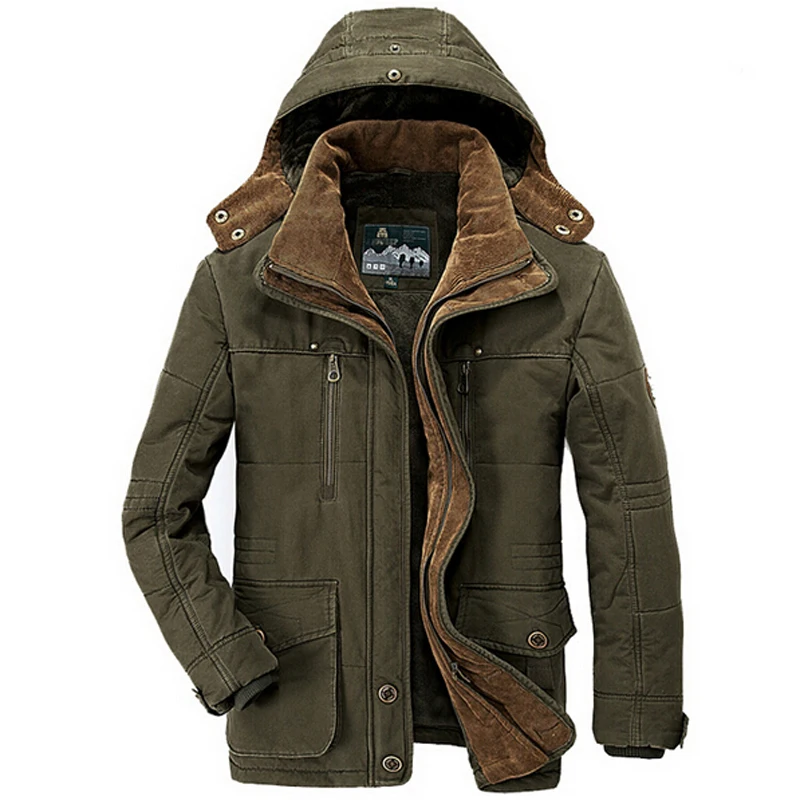 Зимняя куртка Мужская Утепленная Теплая Военная Куртка С Хлопковой Подкладкой, Мужская Ветровка С капюшоном, Парки, Большие размеры 5XL 6XL, Пальто