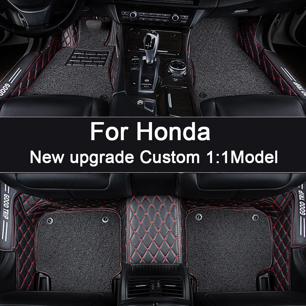 Изготовленные на Заказ Двухслойные Кожаные Автомобильные Коврики Для Honda Civic CRV CR-V Fit Jazz Accord Odyssey FIT Auto Carpet Автомобильные Аксессуары